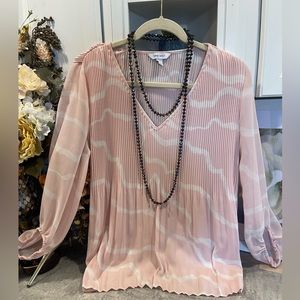 Nine West Pink Pleated Blouse Size M